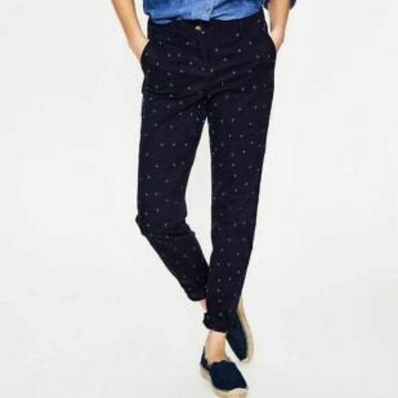 Boden Rachel Spot Chino NAVY WITH BLUE POLKA DOTS Trousers Sz 8 - Picture 3 of 15